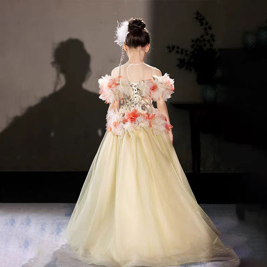 Luxury Embroidery Champagne A-Line Girl Dress J064 Picture Color / child-10 Luxury Embroidery Champagne A-Line Girl Dress J064 Picture Color / child-10