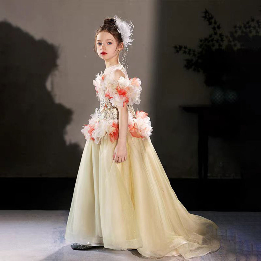 Luxury Embroidery Champagne A-Line Girl Dress J064 Picture Color / child-10 Luxury Embroidery Champagne A-Line Girl Dress J064 Picture Color / child-10