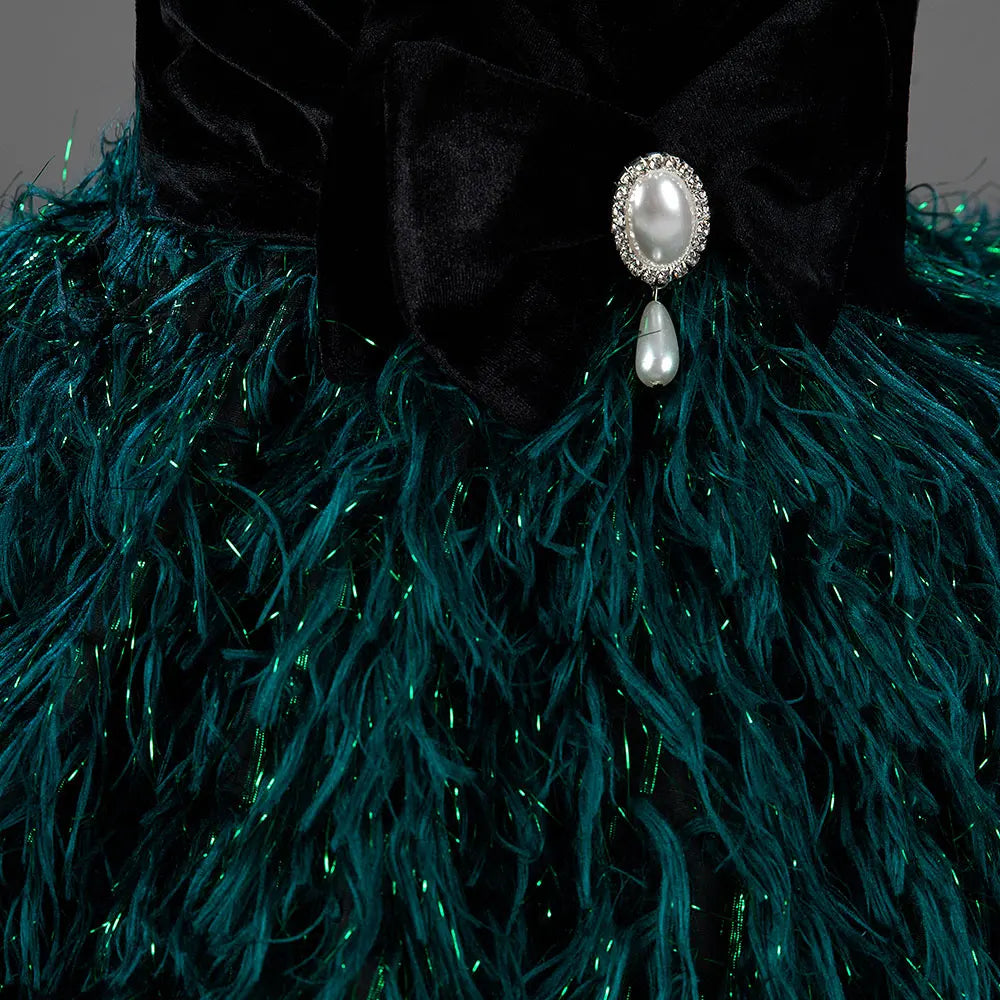 Luxury Green Flower Girl Dresses Feathers Ball Gown for Princess J007 Green / 12(150CM) Luxury Green Flower Girl Dresses Feathers Ball Gown for Princess J007 Green / 12(150CM)