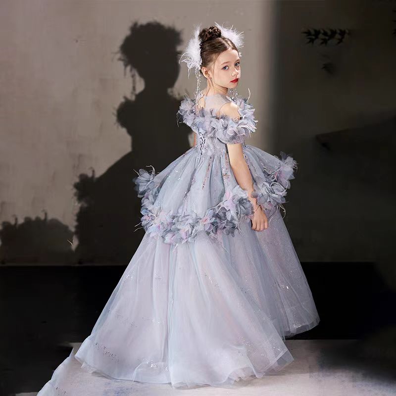 Luxury Lilac Flower Girl Dress Arabic Princess Kids Wedding Birthday Party Gowns vestidos de novia J083 Lilac / child-12 Luxury Lilac Flower Girl Dress Arabic Princess Kids Wedding Birthday Party Gowns vestidos de novia J083 Lilac / child-12
