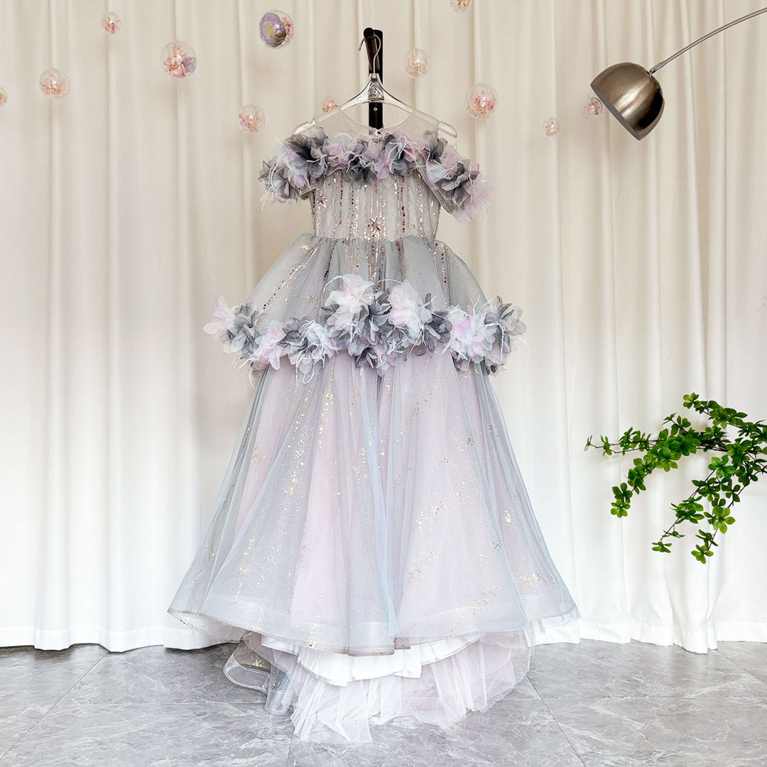 Luxury Lilac Flower Girl Dress Arabic Princess Kids Wedding Birthday Party Gowns vestidos de novia J083 Lilac / child-12 Luxury Lilac Flower Girl Dress Arabic Princess Kids Wedding Birthday Party Gowns vestidos de novia J083 Lilac / child-12