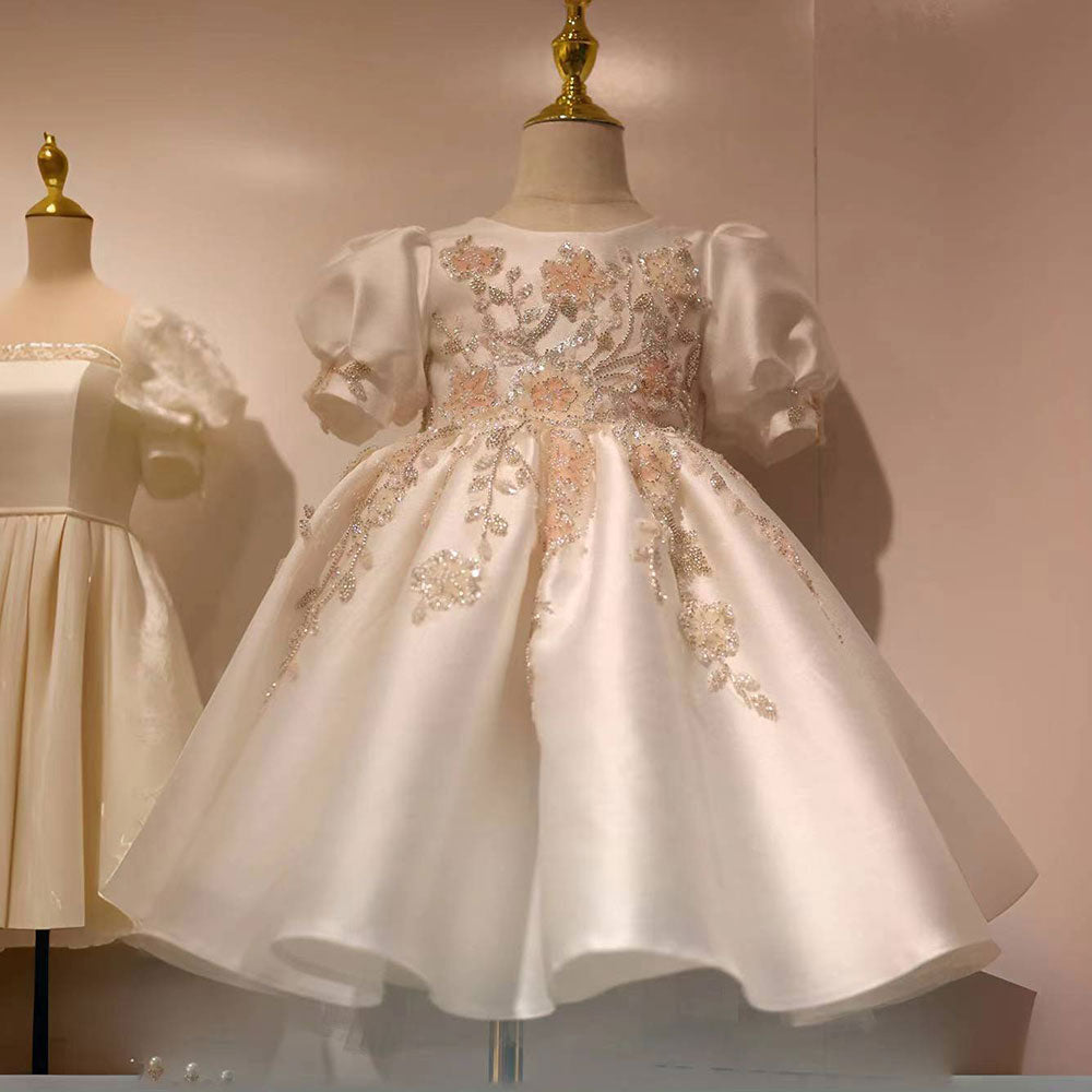 Luxury Off White Flower Girl Dresses Dubai Beading Sequined Princess J085 White / Child-12 Luxury Off White Flower Girl Dresses Dubai Beading Sequined Princess J085 White / Child-12