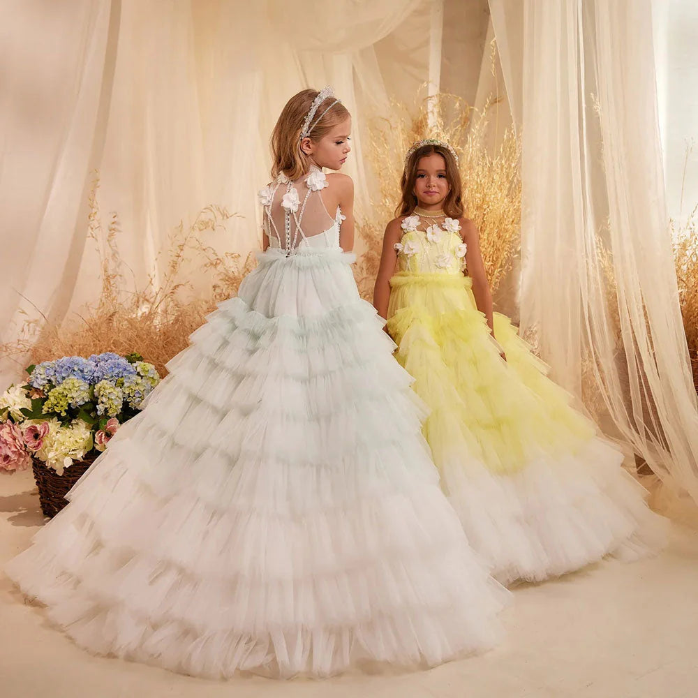 Luxury Sage Green Flower Girl Dresses Handmade Flower Tiered J074 Sage Green / 3(100cm) Luxury Sage Green Flower Girl Dresses Handmade Flower Tiered J074 Sage Green / 3(100cm)