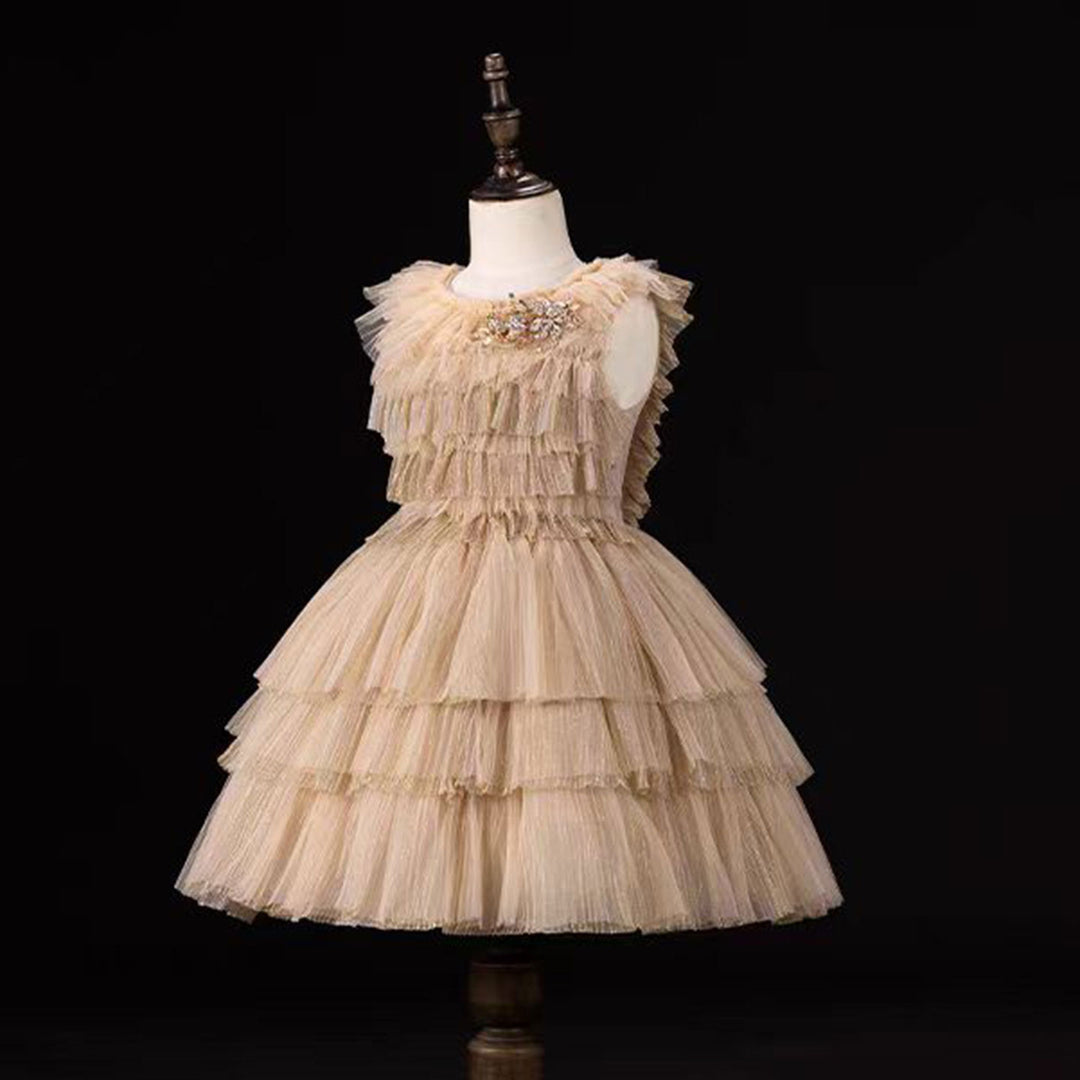 Luxury Shiny Gold A-Line Flower Girl Dresses for Kids J002 DreamyVow Luxury Shiny Gold A-Line Flower Girl Dresses for Kids J002 DreamyVow