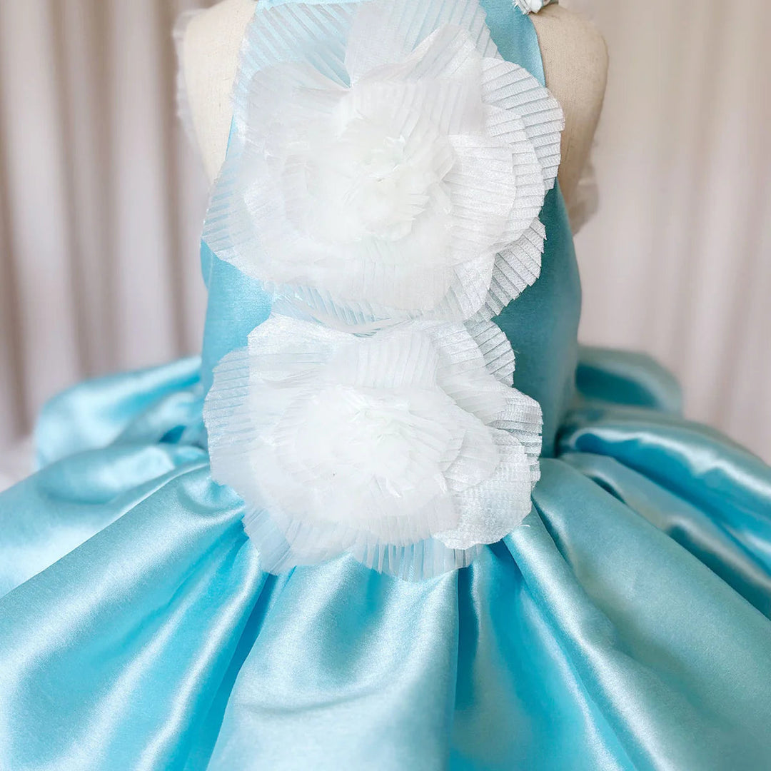 Luxury Sky Blue Girl Dress Pearls Baby Kids Princess Birthday J027 DreamyVow Luxury Sky Blue Girl Dress Pearls Baby Kids Princess Birthday J027 DreamyVow