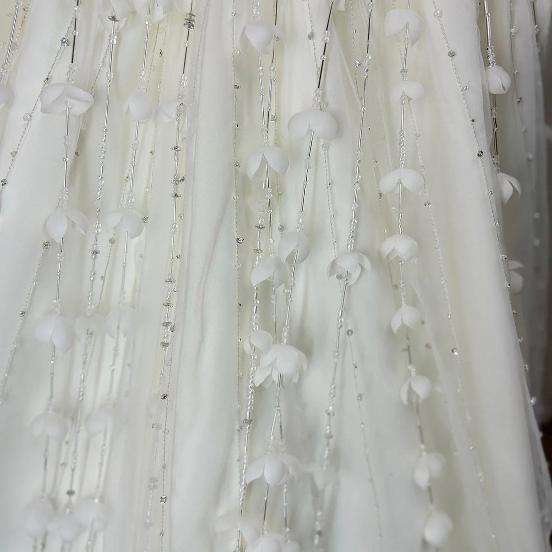 Luxury White Girl Dress Beaded Pearls Satin Princess Kids Wedding J153 DreamyVow Luxury White Girl Dress Beaded Pearls Satin Princess Kids Wedding J153 DreamyVow