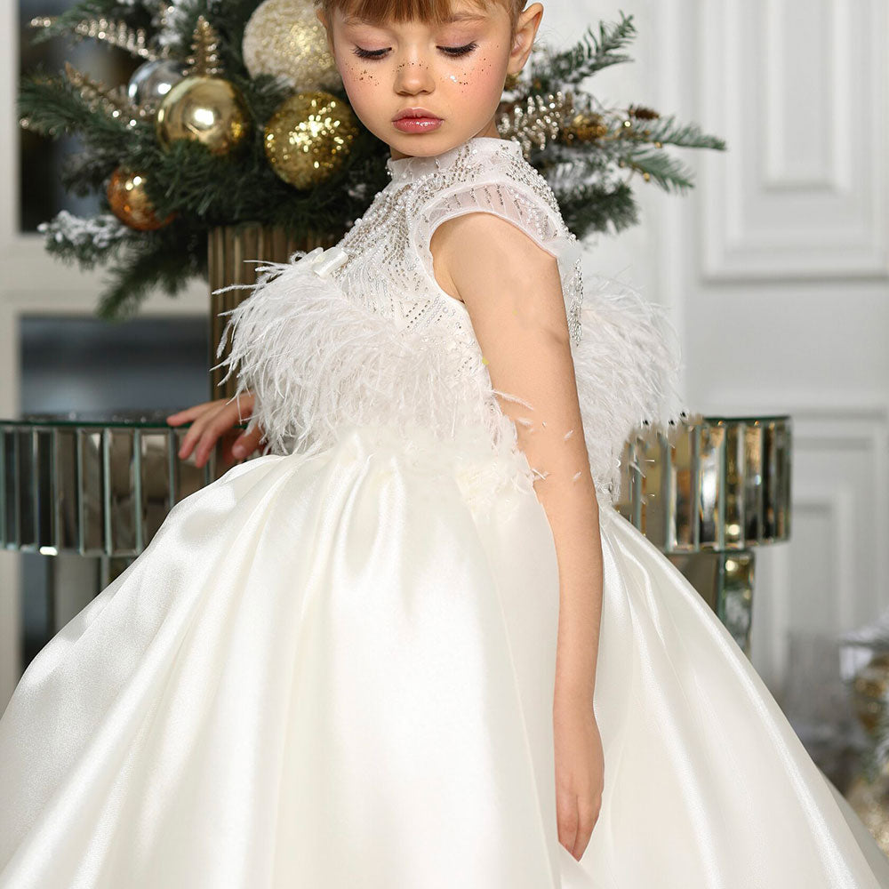 white beads for dress Elegant white dress with glitter, beads Zayna Dresses