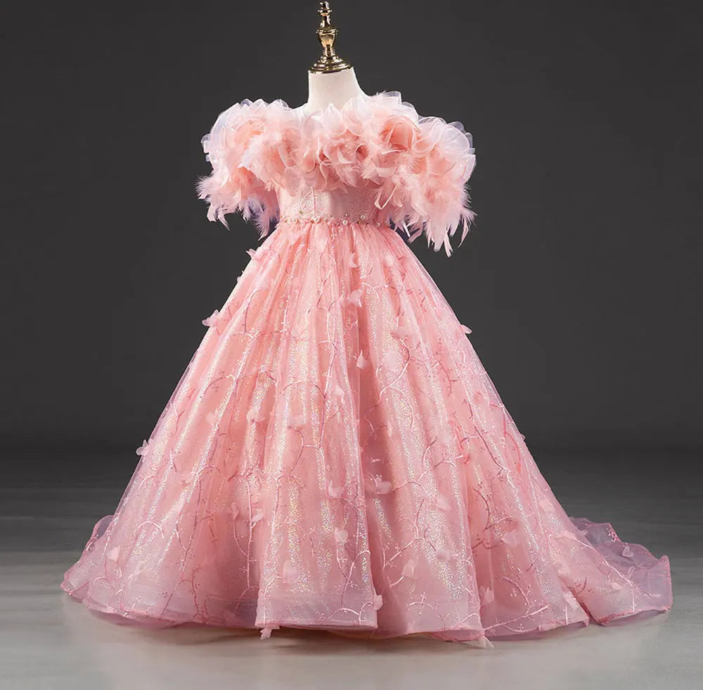 light pink dress for 12 year olds Pink Long Dresses For Year Olds Light Pink Kids Girls Luxury Birthday Evening Party Long Dress