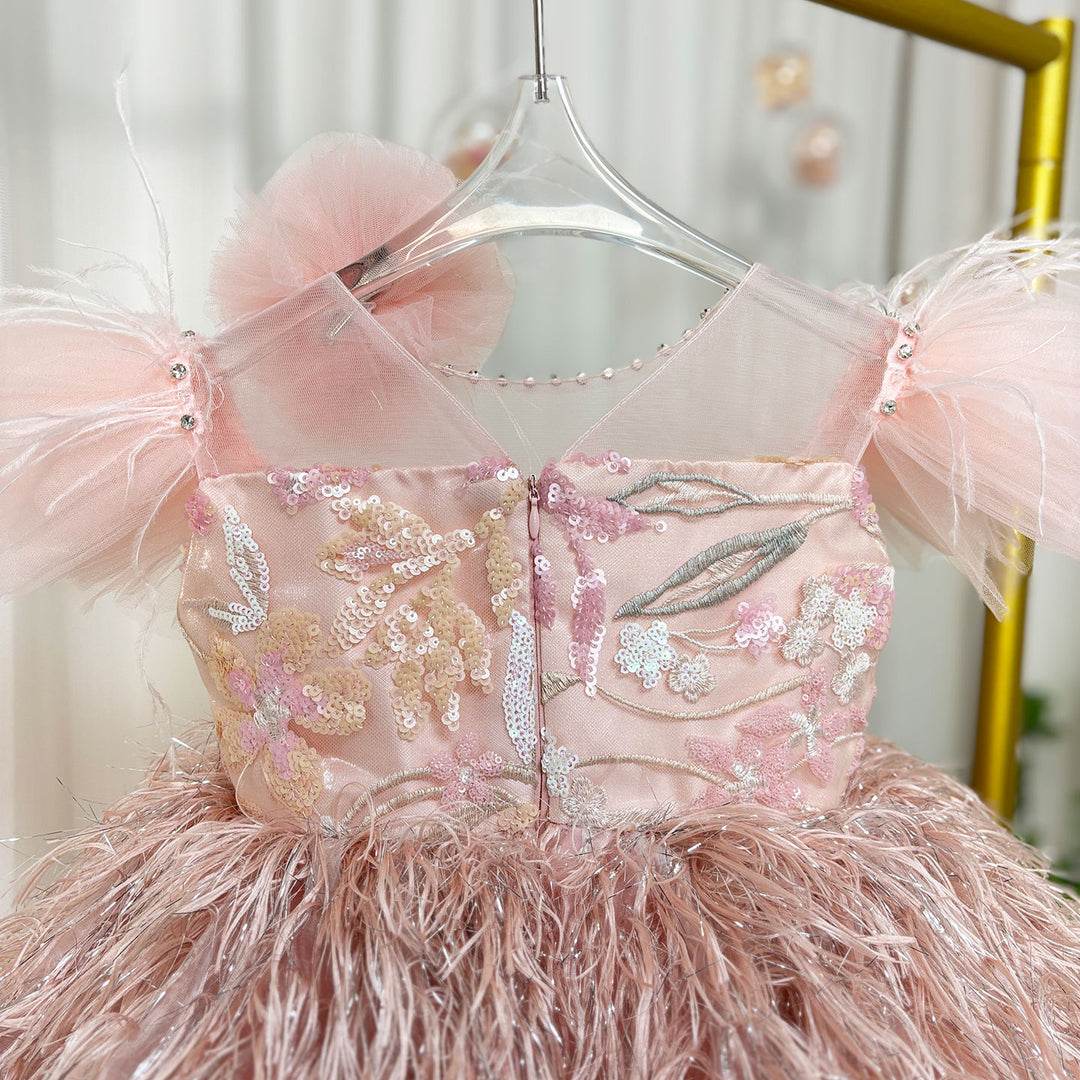 flower girl dresses light pink Ivory and Blush Pink Lace Tulle Fancy Dress for Special Occasion Bridesmaid Party Wedding Pageant First Communion Photoshoot Christmas