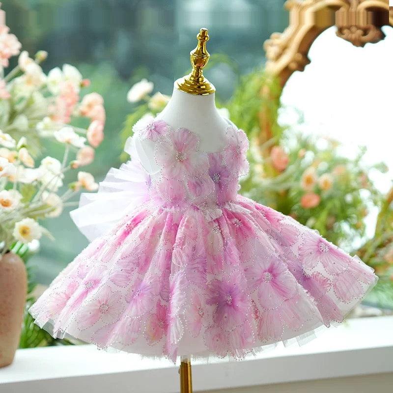 Pink Girl Princess Dress Knee Length for 1st Birthday J409 Pink Girl Princess Dress Knee Length for 1st Birthday J409