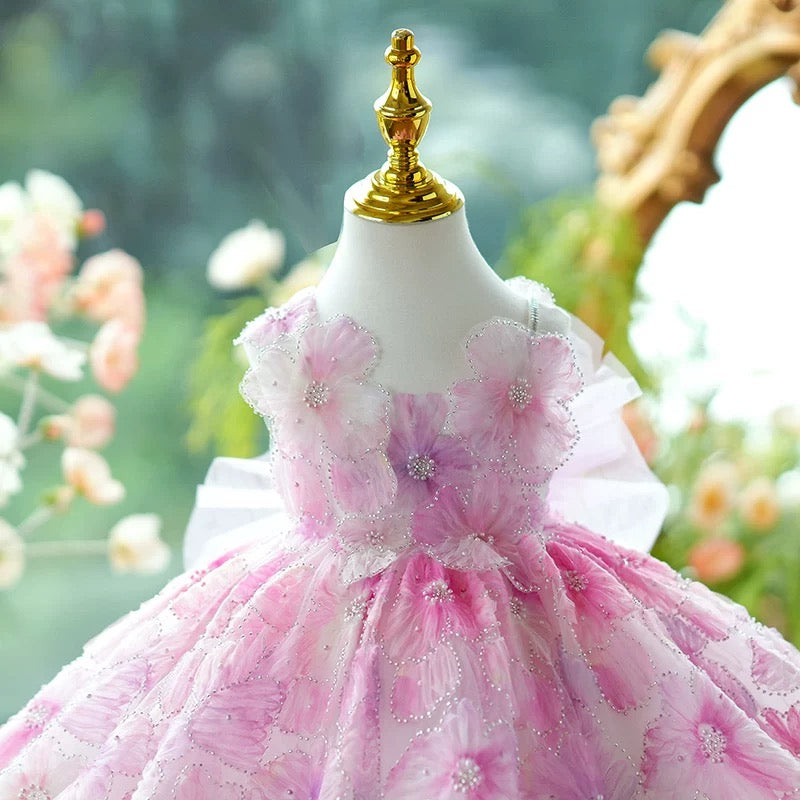 Pink Girl Princess Dress Knee Length for 1st Birthday J409 Pink Girl Princess Dress Knee Length for 1st Birthday J409