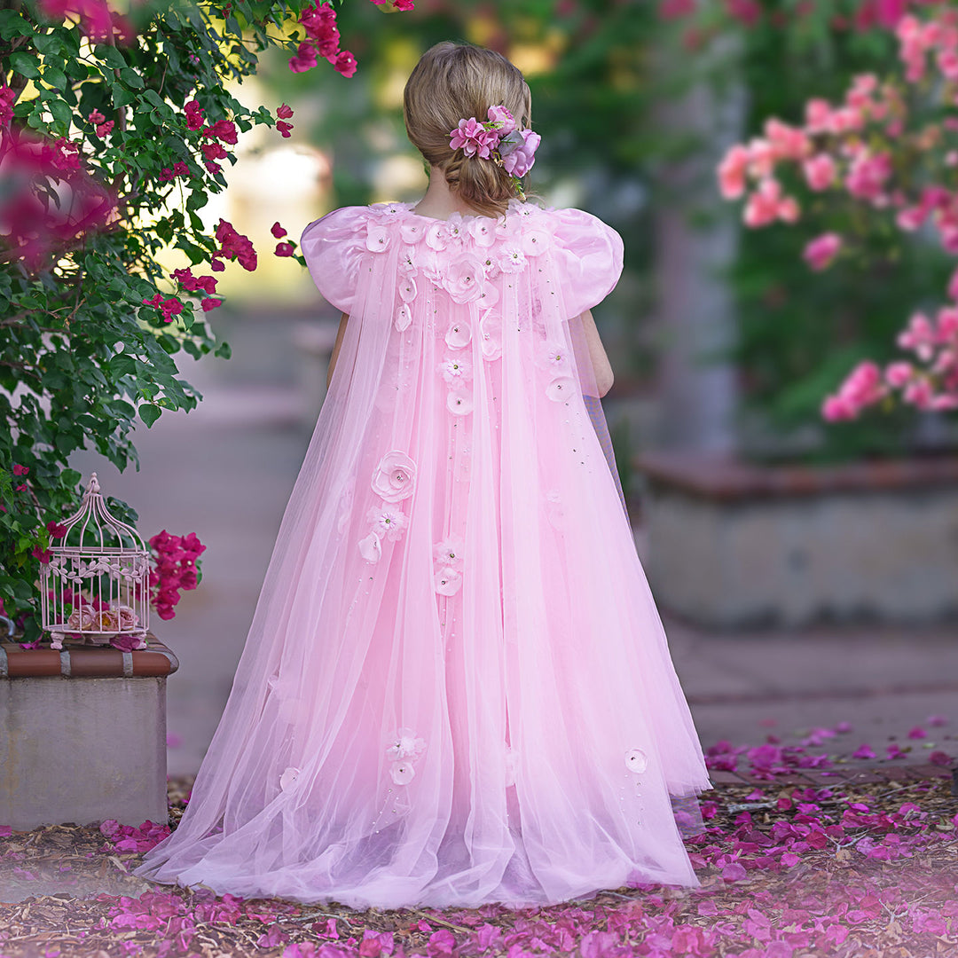 Sky Blue Arabic Flower Girl Dresses Crystal with Cape 3D Flowers J098 DreamyVow Sky Blue Arabic Flower Girl Dresses Crystal with Cape 3D Flowers J098 DreamyVow