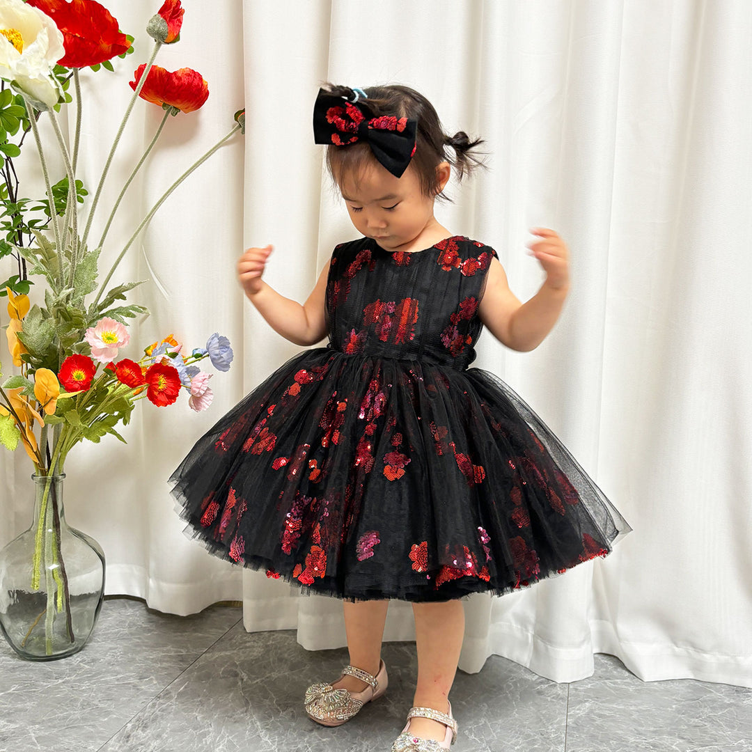 Super Cute Black Baby Lace Knee Length Girl Dress J252, Black / child-12 Super Cute Black Baby Lace Knee Length Girl Dress J252, Black / child-12