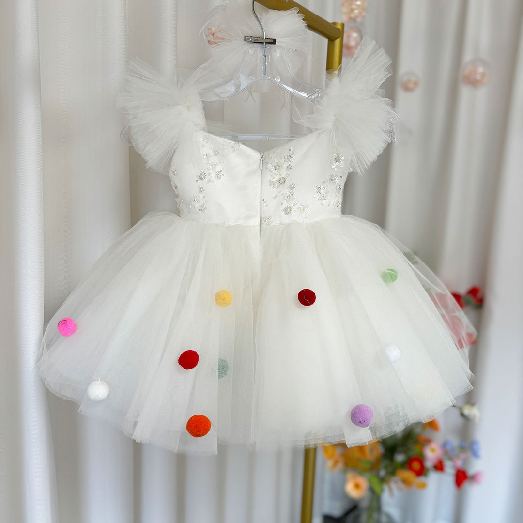 White Girl Dresses with Hairband for Baby Wedding Birthday Party J032 White / child-10 White Girl Dresses with Hairband for Baby Wedding Birthday Party J032 White / child-10