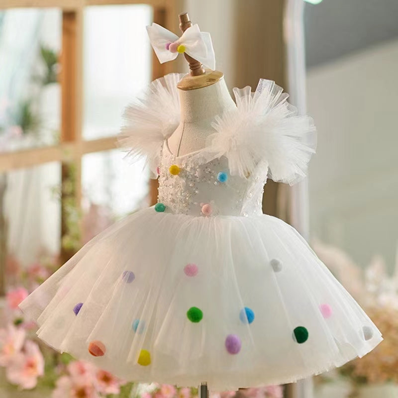 White Girl Dresses with Hairband for Baby Wedding Birthday Party J032 White / child-10 White Girl Dresses with Hairband for Baby Wedding Birthday Party J032 White / child-10