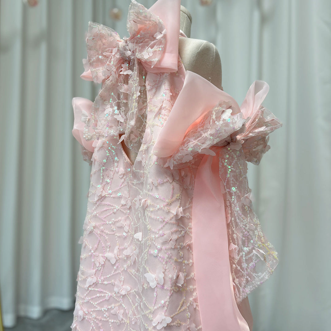 White Sparkly Girl Bridesmaides Dresses Birthday Party Gown J235