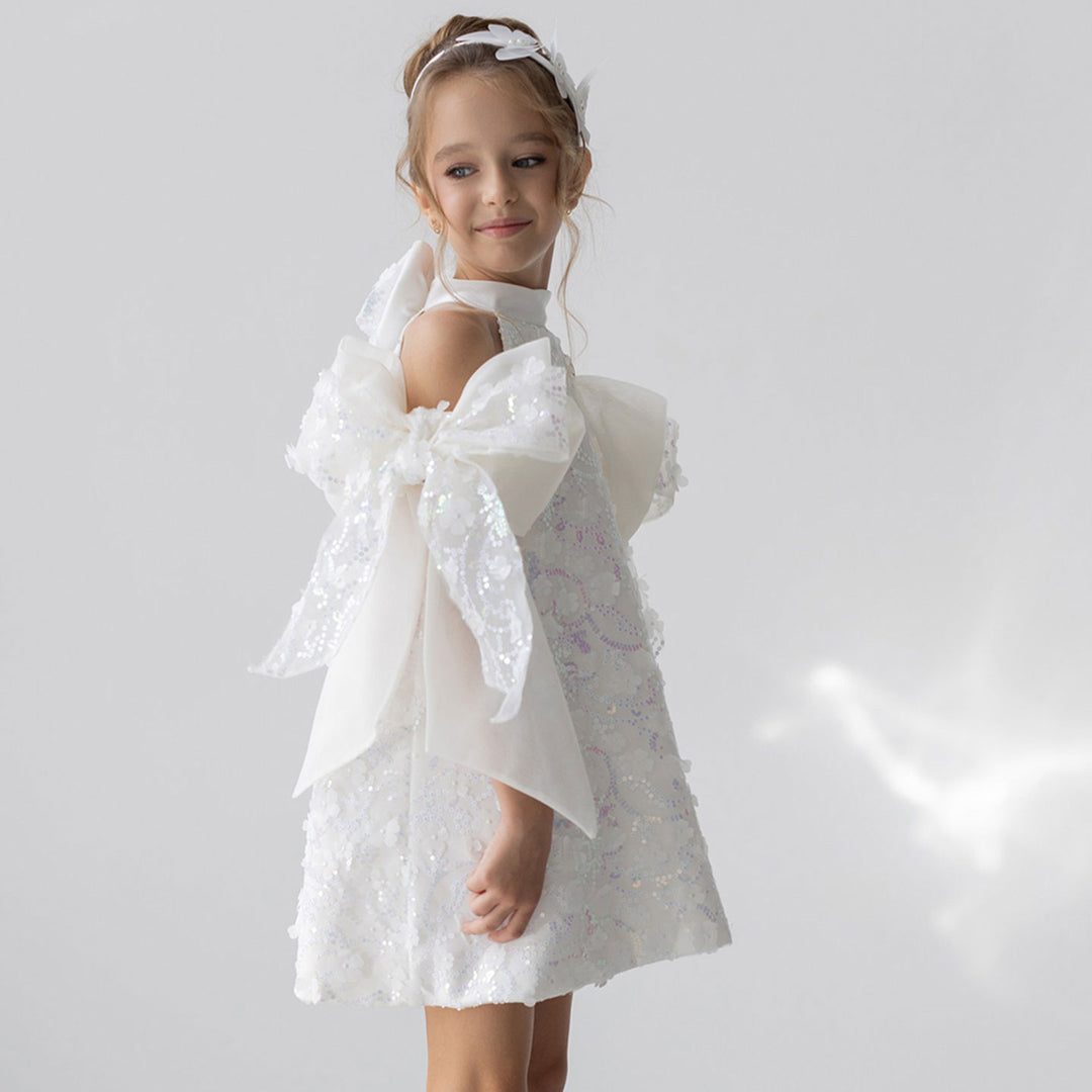 White Sparkly Girl Bridesmaides Dresses Birthday Party Gown J235 White / child-14