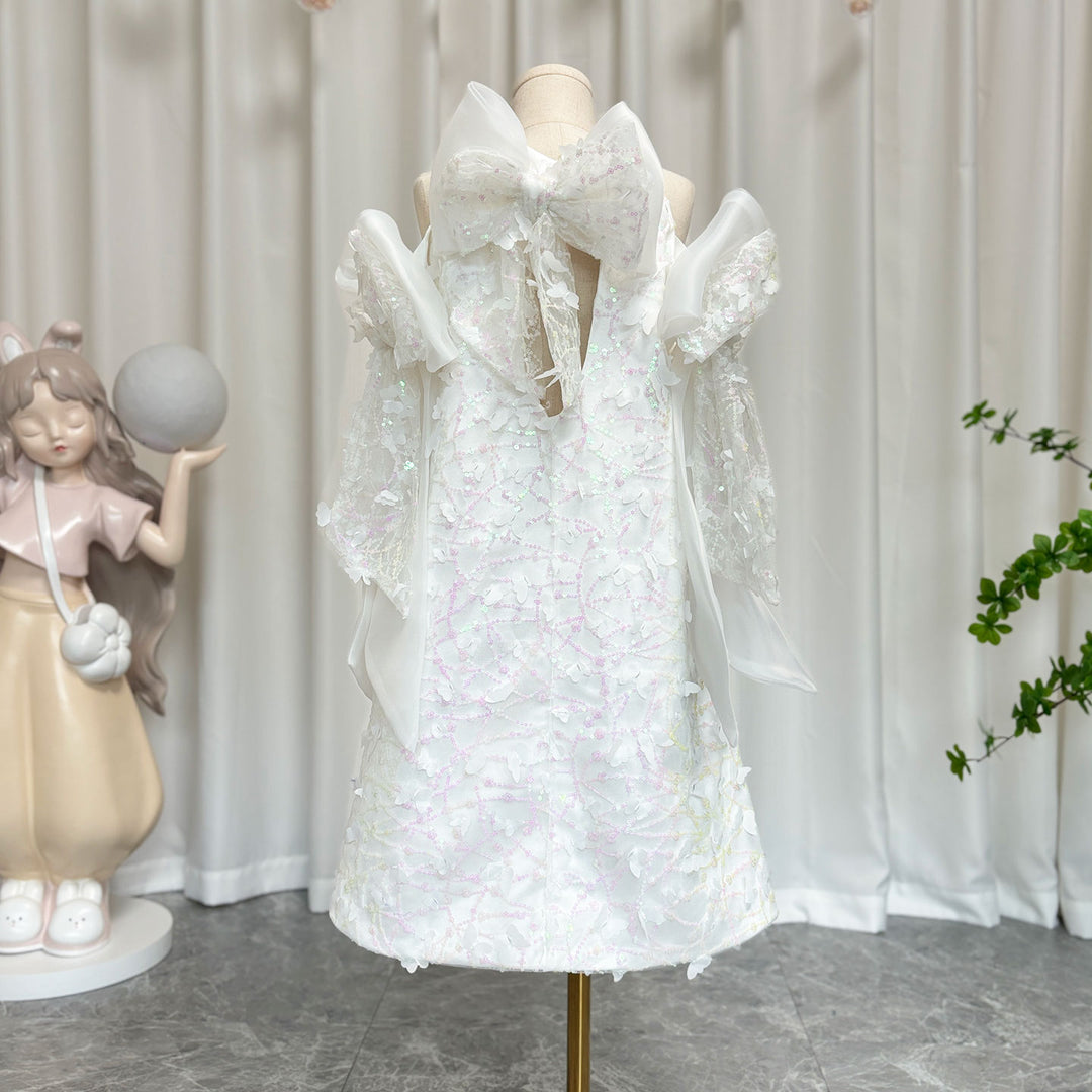 White Sparkly Girl Bridesmaides Dresses Birthday Party Gown J235 White / Child-2 White Sparkly Girl Bridesmaides Dresses Birthday Party Gown J235 White / Child-2