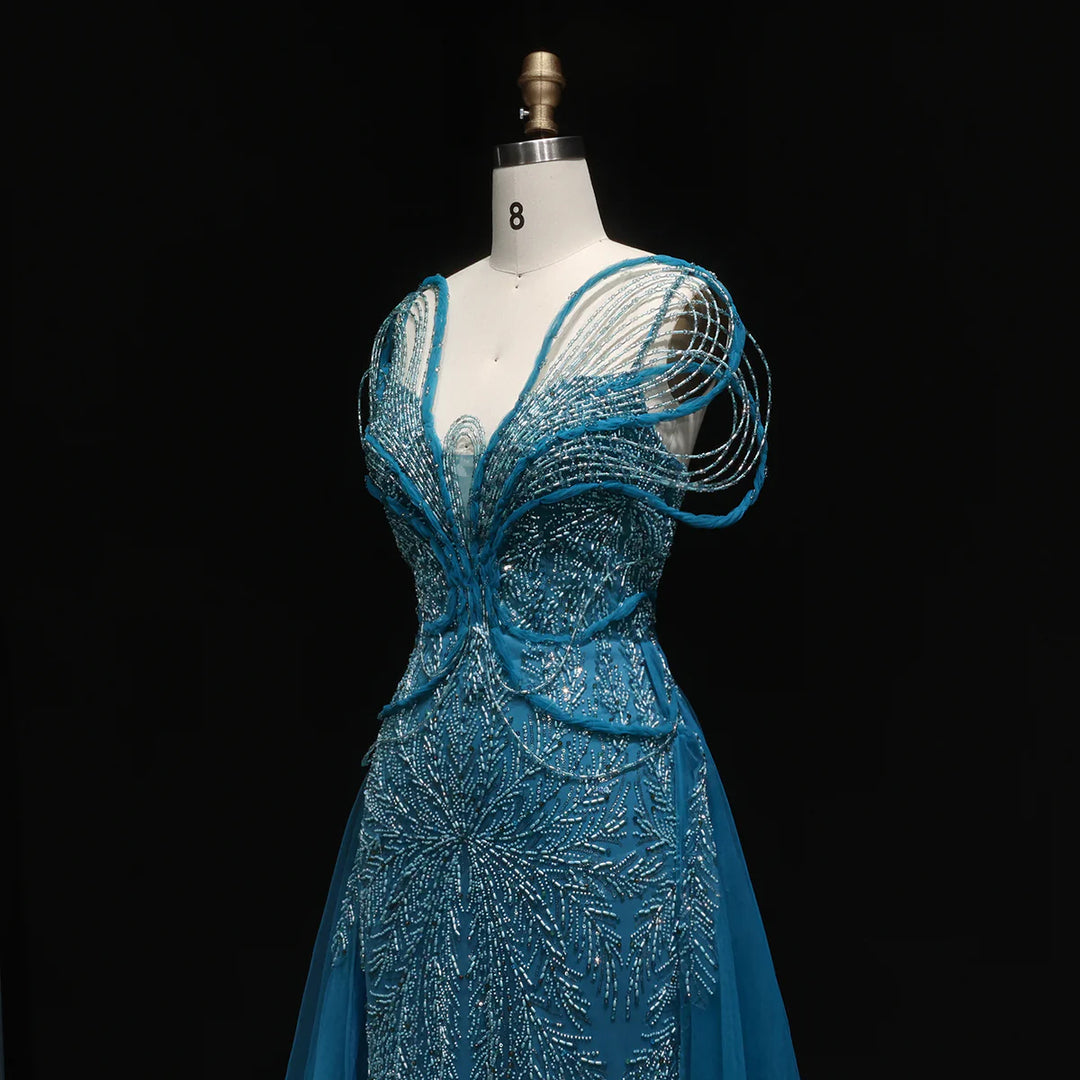 Luxury Pink Crystal Beaded Prom Dress with OverSkirt SS718