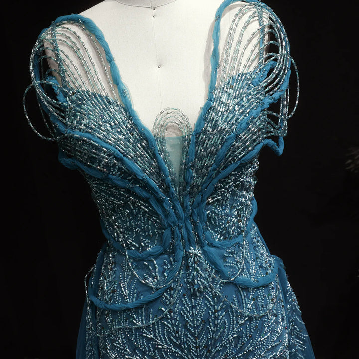 Luxury Pink Crystal Beaded Prom Dress with OverSkirt SS718