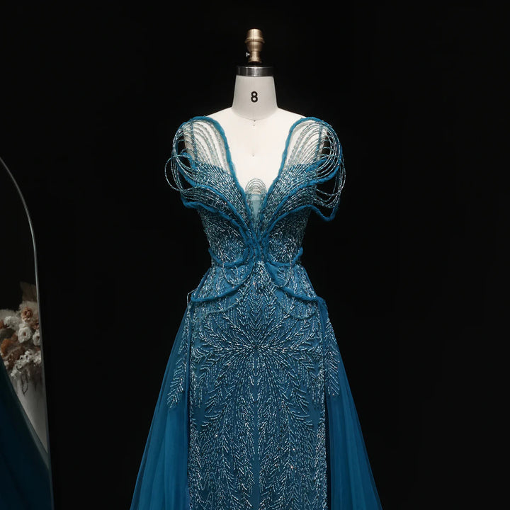 Luxury Pink Crystal Beaded Prom Dress with OverSkirt SS718