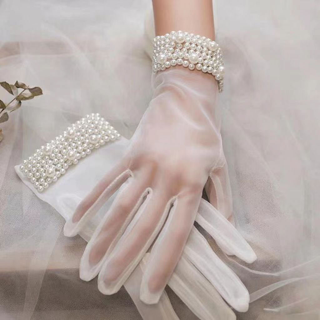 Sweet Lace Satin Gloves Tulle Hand Jewelry Wedding Dress Accessories W100