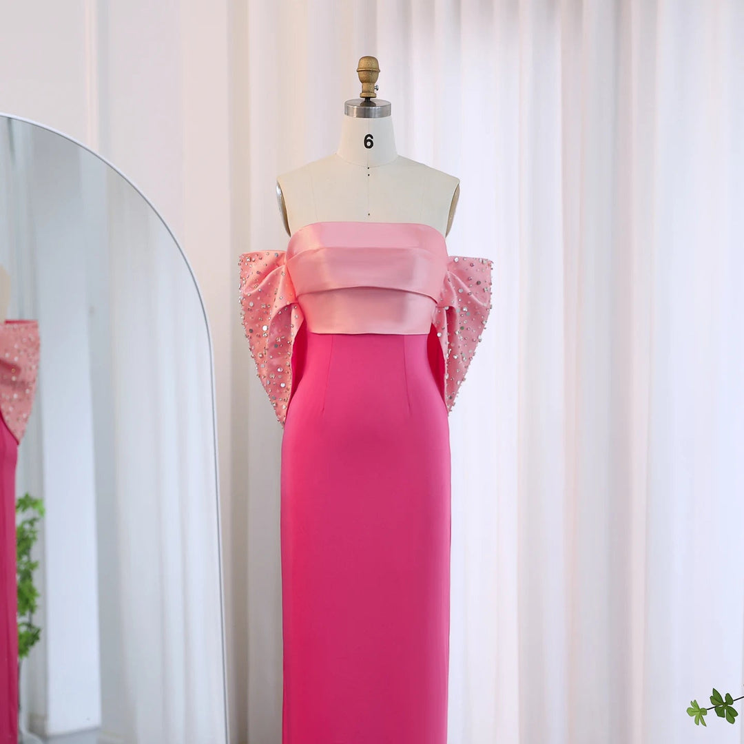 Luxury Rose Pink One Shoulder Mermaid Evening Dresses for Women Wedding Party High Slit Long Prom Formal Gowns DreamyVow Luxury Rose Pink One Shoulder Mermaid Evening Dresses for Women Wedding Party High Slit Long Prom Formal Gowns DreamyVow