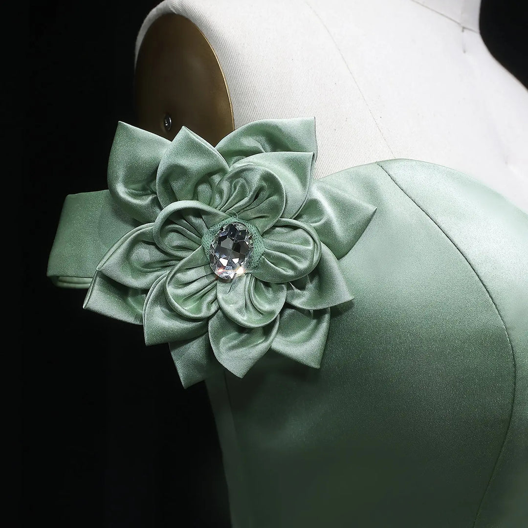 Elegant Green Off Shoulder Evening Dress with Beaded Sequin SS640