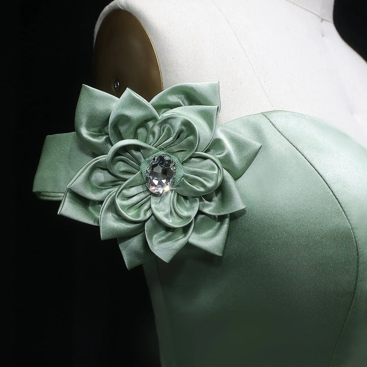 Elegant Green Off Shoulder Evening Dress with Beaded Sequin SS640