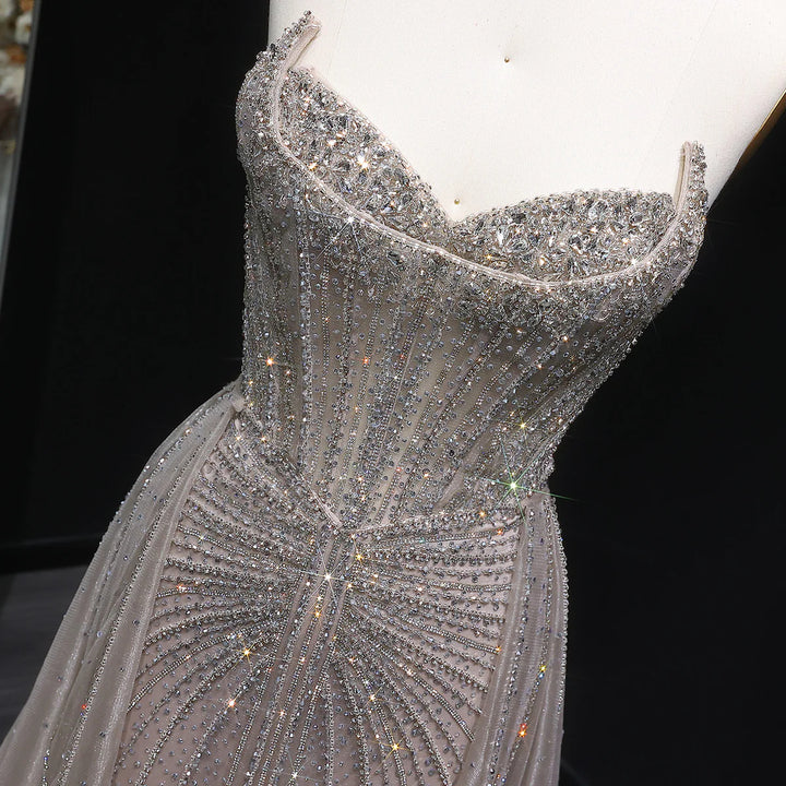 Elegant Pink Beaded Sweetheart Evening Dress with Overskirt Train SS002