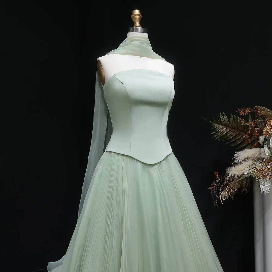 Elegant Green Strapless 3D Flowers Evening Dress SS230