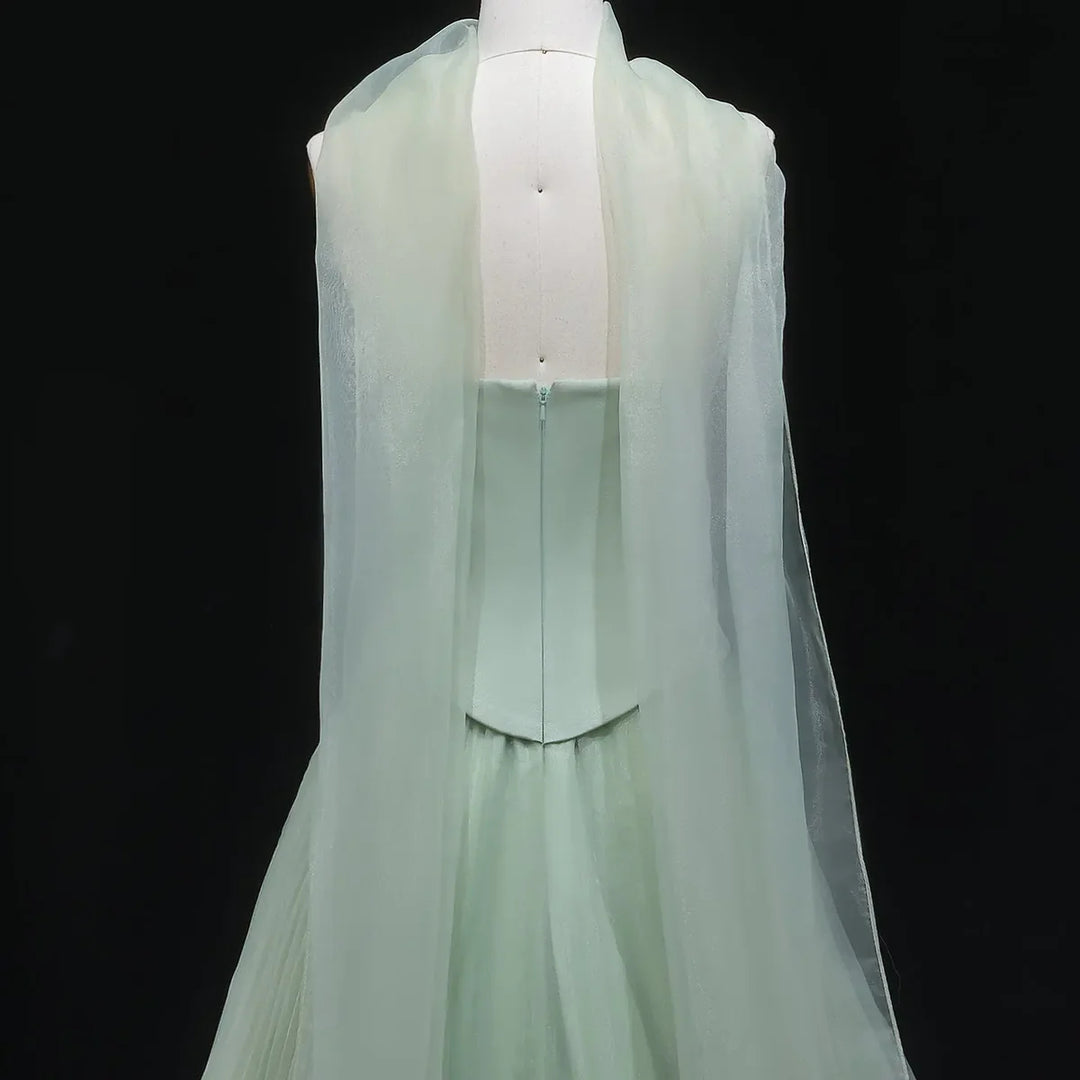 Elegant Green Strapless 3D Flowers Evening Dress SS230