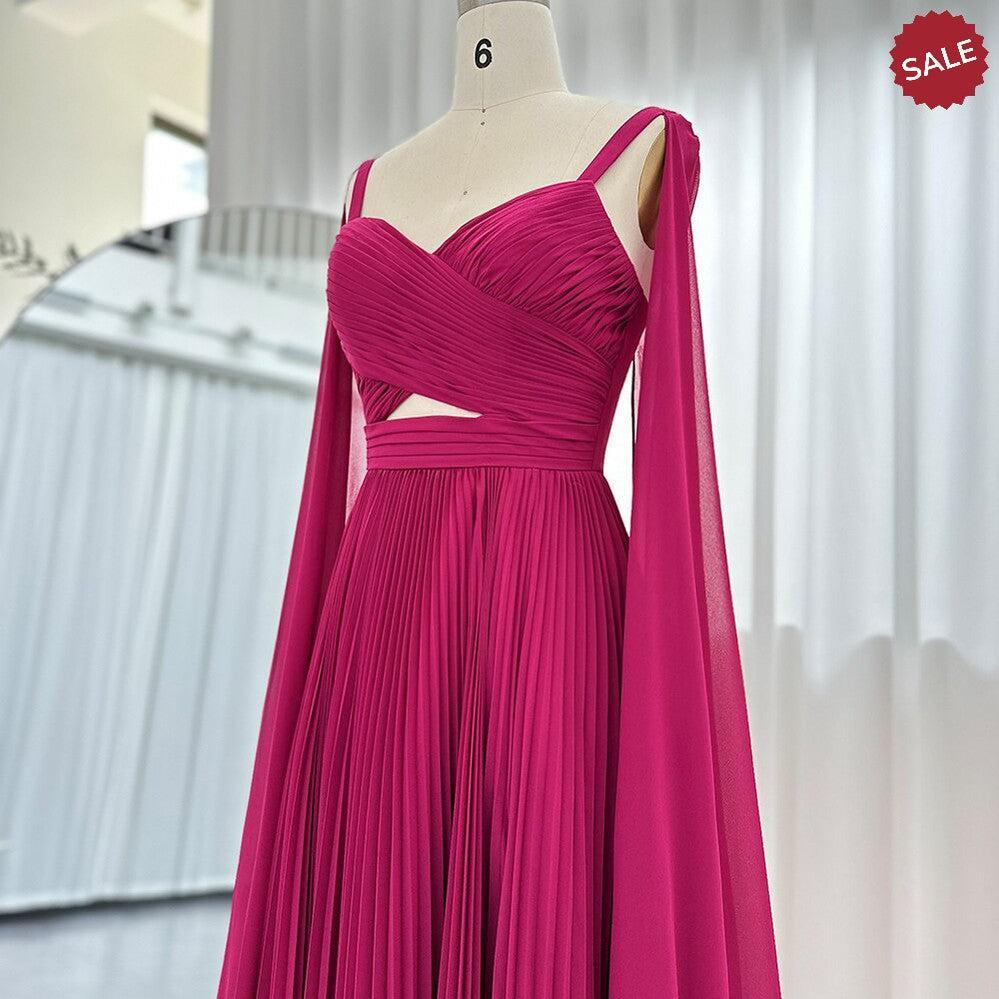 Fuchsia Evening Dresses with Cape Sleeves Yellow Wedding Party Gowns SF090, Yellow / 10 Fuchsia Evening Dresses with Cape Sleeves Yellow Wedding Party Gowns SF090, Yellow / 10