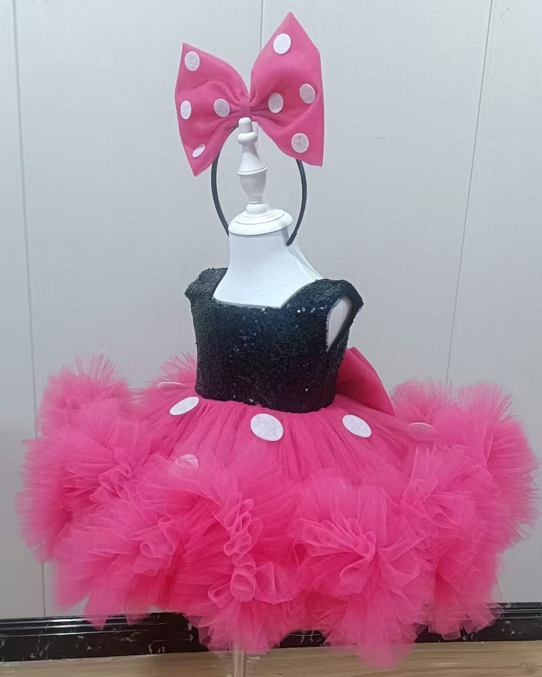 Fuchsia Sequin Flower Girl Dress Birthday Party Tulle Gown D188