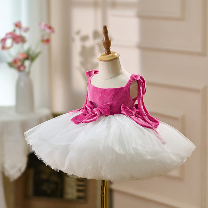 Pink and White Flower Girl Dress for Girls Birthday Party Performance D117
