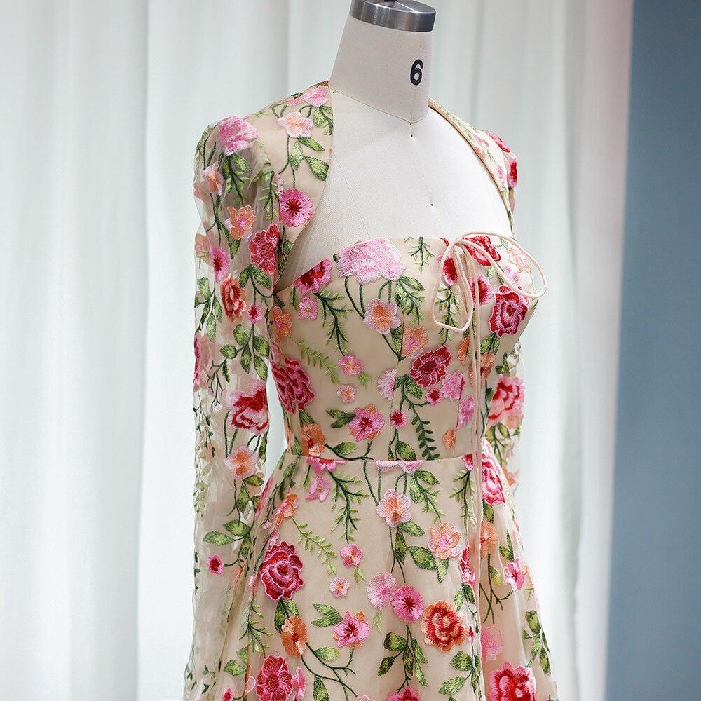 Garden Embroidery Short Evening Dress with Jacket Ankle Length SF237, Same as picture / 6 Garden Embroidery Short Evening Dress with Jacket Ankle Length SF237, Same as picture / 6