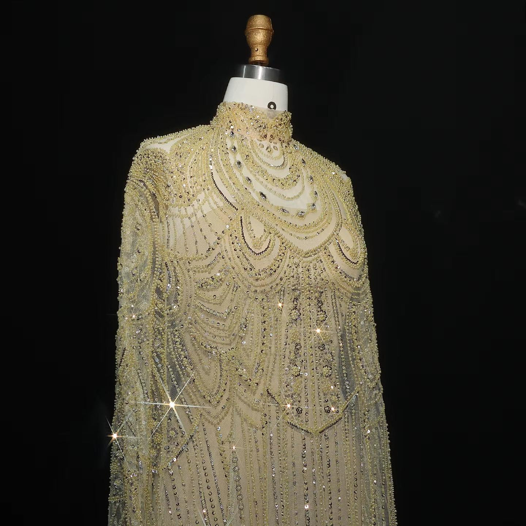 Luxury Nude Beaded High Neck 2 pieces Evening Dress SS780