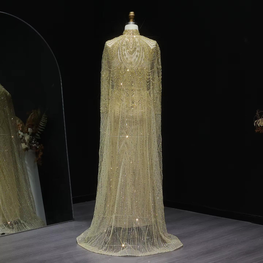 Luxury Nude Beaded High Neck 2 pieces Evening Dress SS780