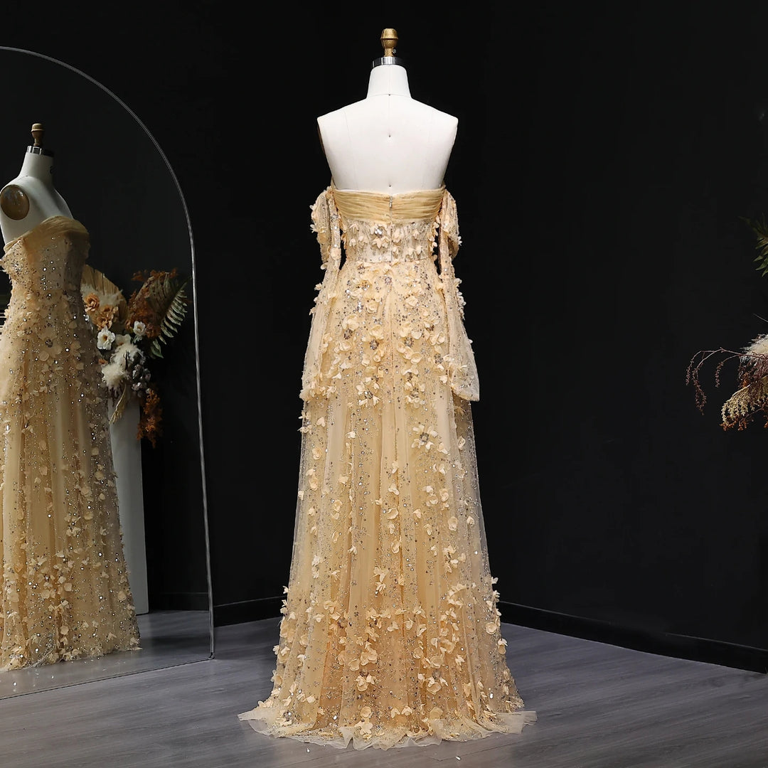 Elegant Blush Pink 3D Flowers Strapless Evening Dress SS344