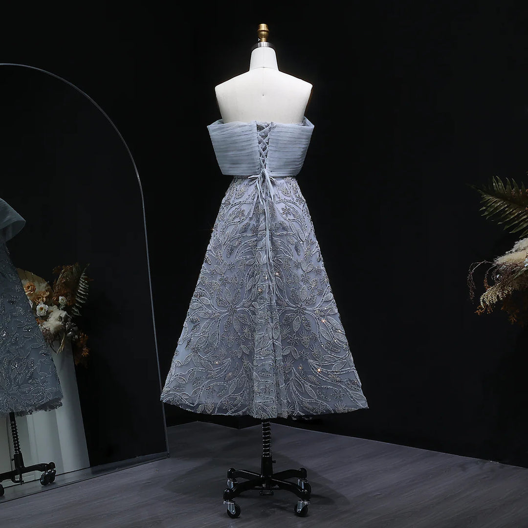 Luxury Orange Embroidered Evening Dress with Sparkling Sequins SS542