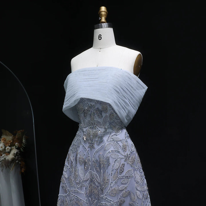 Luxury Orange Embroidered Evening Dress with Sparkling Sequins SS542