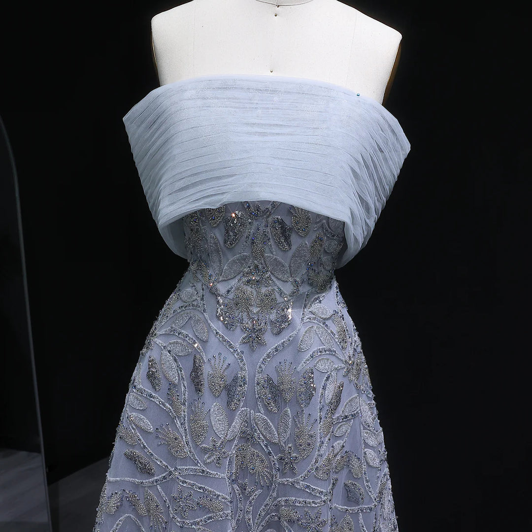 Luxury Orange Embroidered Evening Dress with Sparkling Sequins SS542