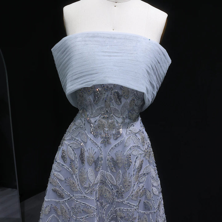 Luxury Orange Embroidered Evening Dress with Sparkling Sequins SS542