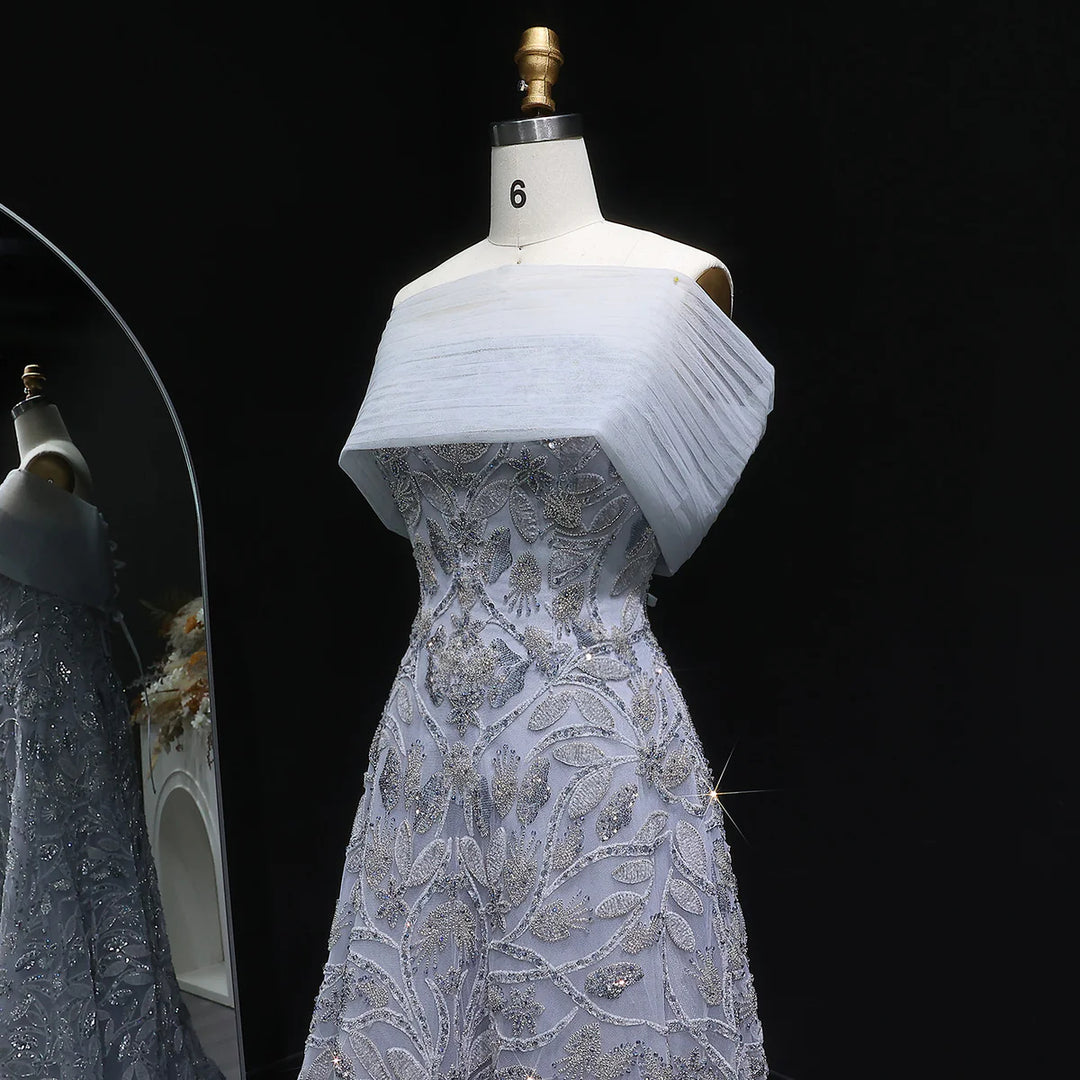 Luxury Orange Embroidered Evening Dress with Sparkling Sequins SS542