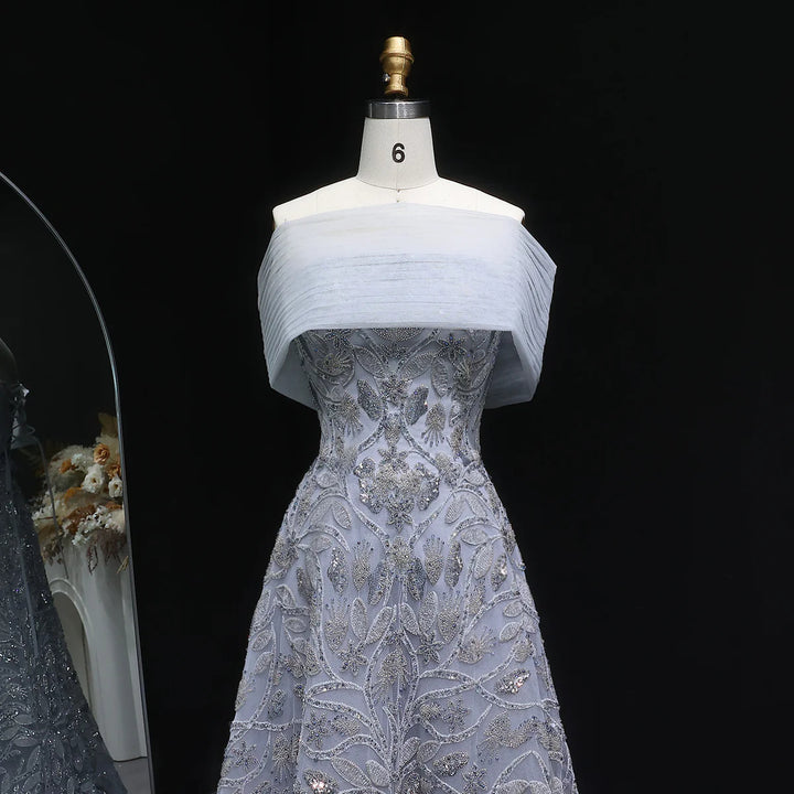 Luxury Orange Embroidered Evening Dress with Sparkling Sequins SS542