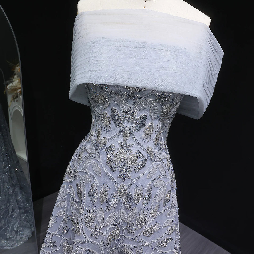 Luxury Orange Embroidered Evening Dress with Sparkling Sequins SS542