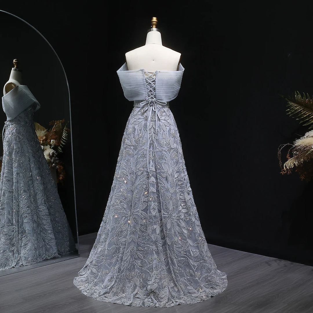 Luxury Orange Embroidered Evening Dress with Sparkling Sequins SS542