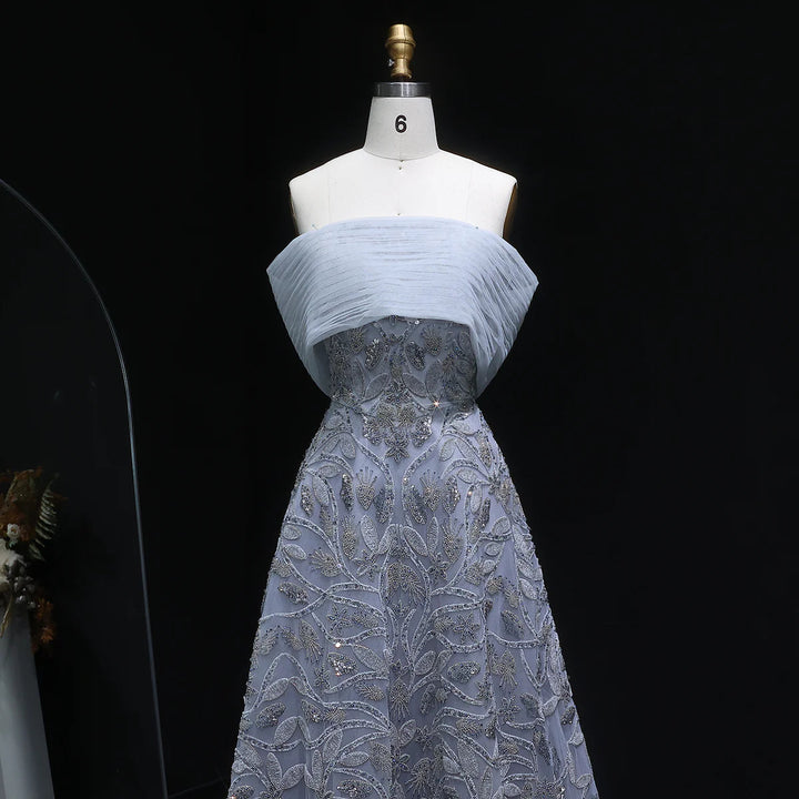 Luxury Orange Embroidered Evening Dress with Sparkling Sequins SS542