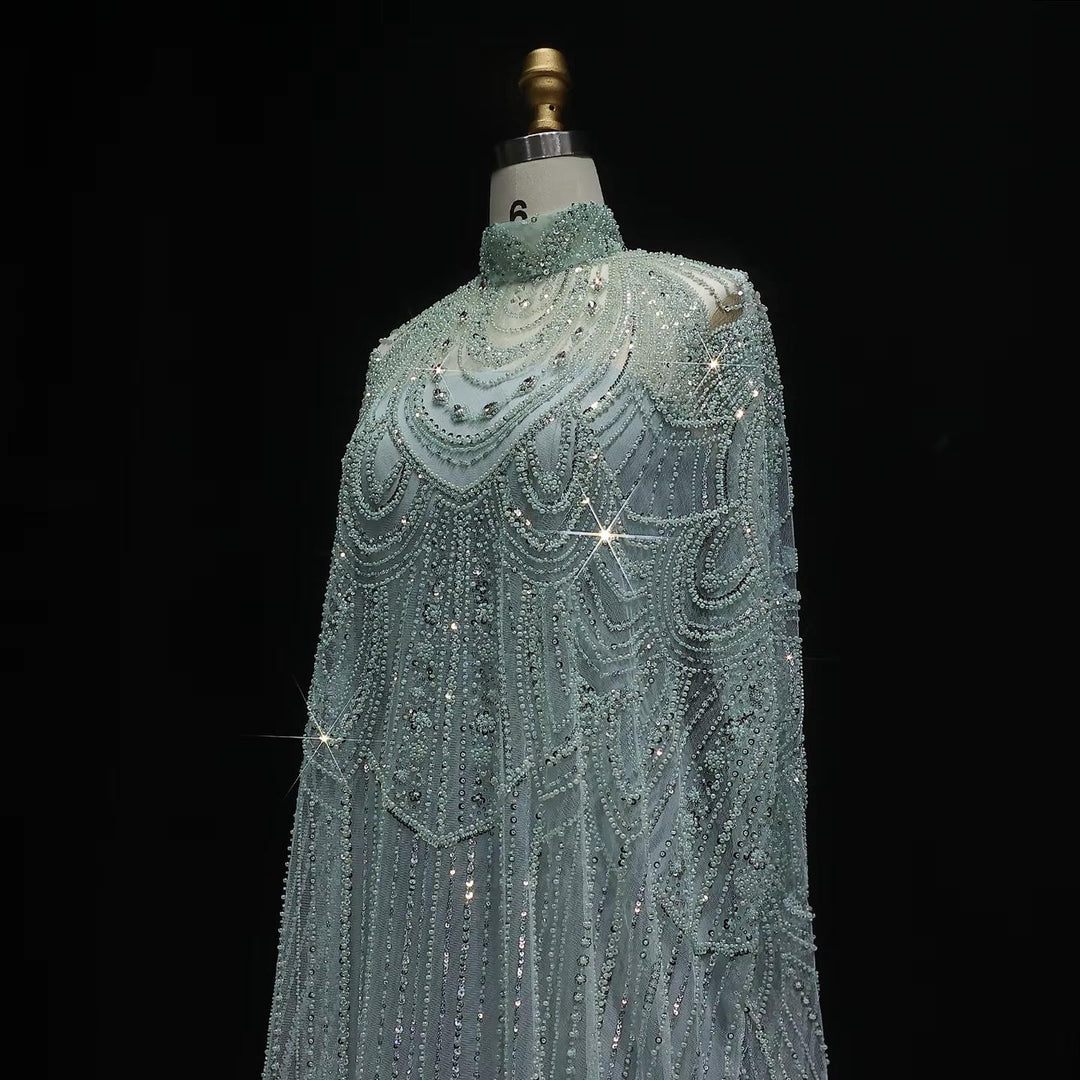 Luxury Nude Beaded High Neck 2 pieces Evening Dress SS780