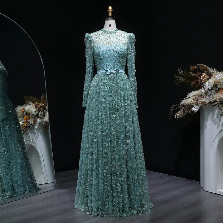 Romantic Pink 3D Floral Ruffled Evening Dress SS700